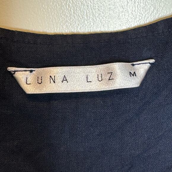 Luna Luz Dress Women's Medium Linen Tie Dye Sleeveless Blue - Picture 7 of 7